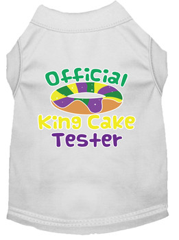 King Cake Taster Screen Print Mardi Gras Dog Shirt - White