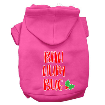 Bah Humbug Screen Print Dog Hoodie - Bright Pink