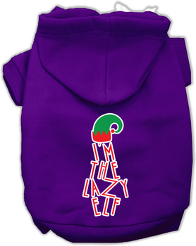 Lazy Elf Screen Print Pet Hoodie - Purple