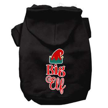 Big Elf Screen Print Dog Hoodie - Black