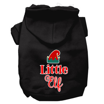 Little Elf Screen Print Dog Hoodie - Black