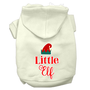 Little Elf Screen Print Dog Hoodie - Cream