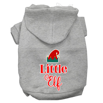 Little Elf Screen Print Dog Hoodie - Grey