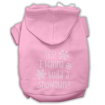Yes! I Want To Build A Snowman Rhinestone Dog Hoodie - Light Pink