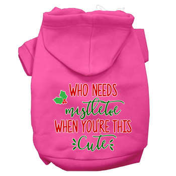 Who Needs Mistletoe Screen Print Dog Hoodie - Bright Pink