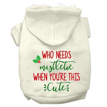 Who Needs Mistletoe Screen Print Dog Hoodie - Cream