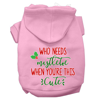 Who Needs Mistletoe Screen Print Dog Hoodie - Light Pink