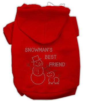 Snowman's Best Friend Rhinestone Hoodie - Red