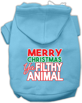 Ya Filthy Animal Screen Print Pet Hoodie - Baby Blue