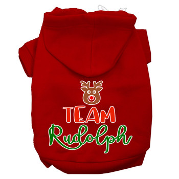 Team Rudolph Screen Print Dog Hoodie - Red