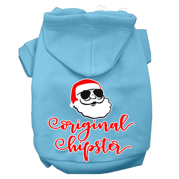 Original Hipster Screen Print Dog Hoodie - Baby Blue