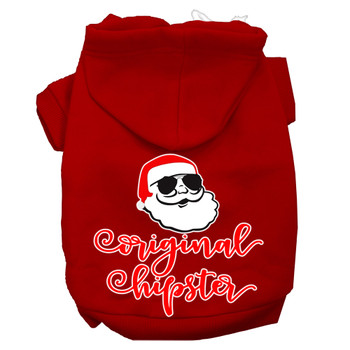 Original Hipster Screen Print Dog Hoodie - Red