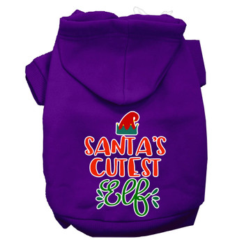 Santa's Cutest Elf Screen Print Dog Hoodie - Purple