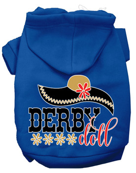 Derby Doll Screen Print Dog Hoodie - Blue