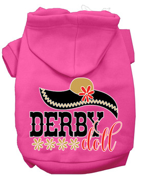 Derby Doll Screen Print Dog Hoodie - Bright Pink