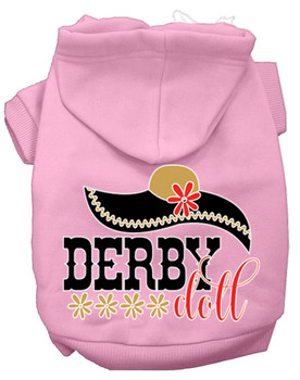 Derby Doll Screen Print Dog Hoodie - Light Pink