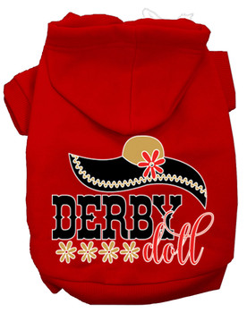 Derby Doll Screen Print Dog Hoodie - Red