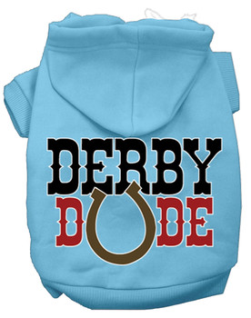 Derby Dude Screen Print Dog Hoodie - Baby Blue