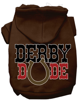 Derby Dude Screen Print Dog Hoodie - Brown