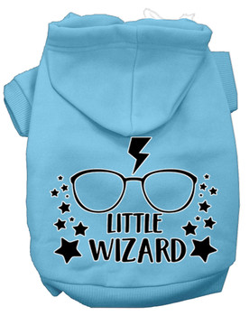 Little Wizard Screen Print Dog Hoodie - Baby Blue