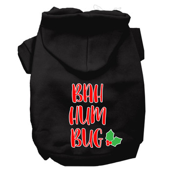 Bah Humbug Screen Print Dog Hoodie - Black