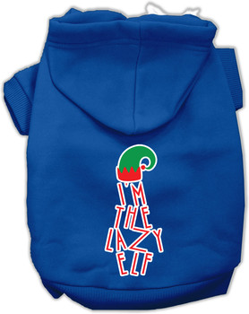 Lazy Elf Screen Print Pet Hoodie - Blue