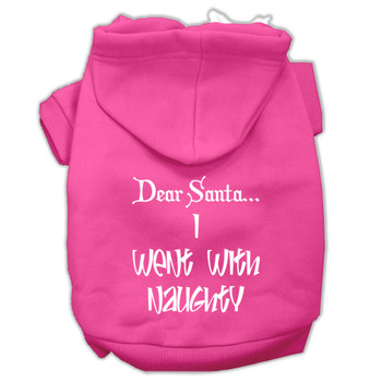 Dear Santa I Went With Naughty Screen Print Pet Hoodies - Bright Pink