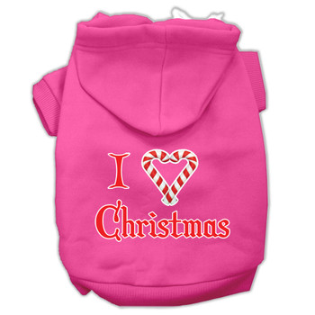 I Heart Christmas Screen Print Pet Hoodies - Bright Pink