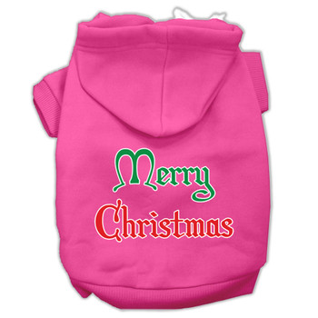 Merry Christmas Screen Print Pet Hoodies - Bright Pink