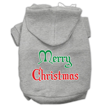 Merry Christmas Screen Print Pet Hoodies - Grey