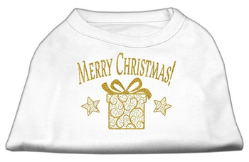 Golden Christmas Present Dog Shirt - White