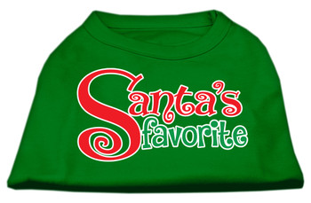 Santas Favorite Screen Print Pet Shirt - Emerald Green