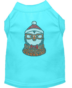 Hipster Penguin Rhinestone Dog Shirt - Aqua