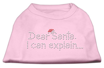 Dear Santa I Can Explain Rhinestone Shirts - Light Pink