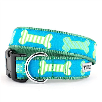 Preppy Bones Blue Pet Dog Collar & Optional Lead