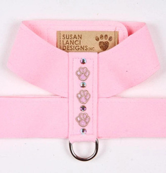 Puppy Pink Embroidered Paws with Studs Tinkie Harness 