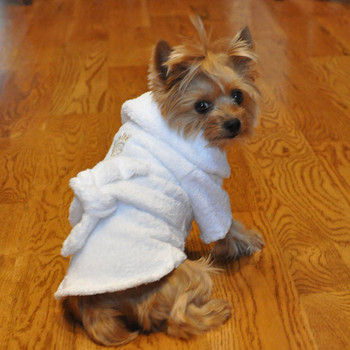 Doggie Design White Gold Crown Pet Dog Bathrobe