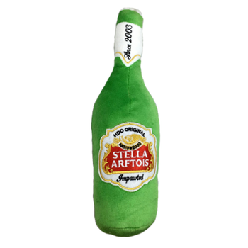 Stella Arftois Beer Bottle Plush Dog Toy