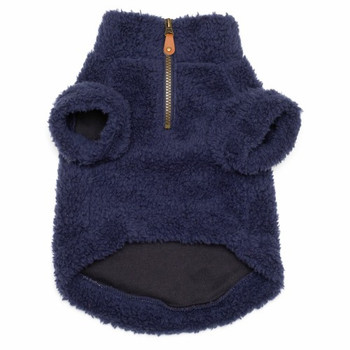 Navy Solid Fleece Zip Dog Pullover