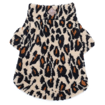 Worthy Dog Leopard Sherpa Zip Dog Pullover