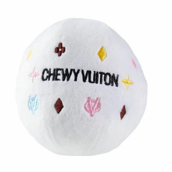 Haute Diggity Dog White Chewy Vuiton Ball Plush Dog Toy
