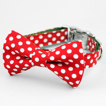 Rover Red and White Polka Dot Bow Tie Dog Collar