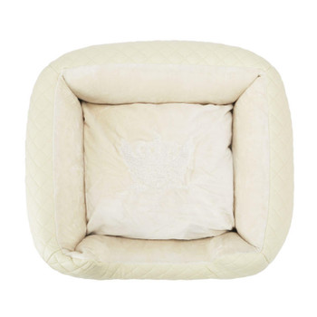Puppy Angel LOVE Luxury Quilted Cushion Dog Bed - Lt Beige