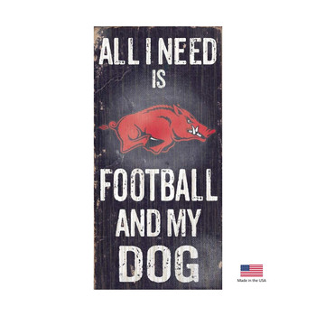 Fan Creations Arkansas Razorbacks Distressed Football And My Dog Sign