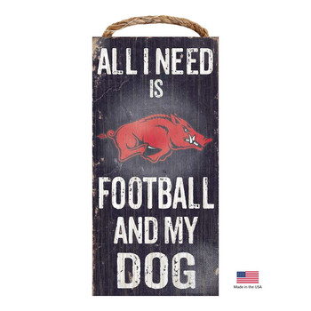 Fan Creations Arkansas Razorbacks Distressed Football And My Dog Sign