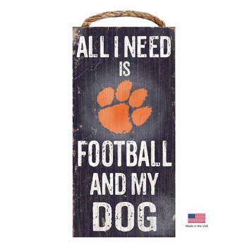 Fan Creations Clemson Tigers Distressed Football And My Dog Sign