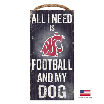 Fan Creations Washington State Cougars Distressed Football And My Dog Sign