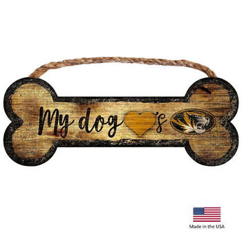 Fan Creations Missouri Tigers Distressed Dog Bone Wooden Sign