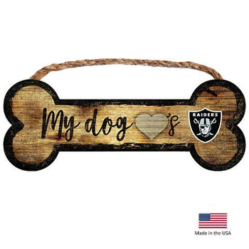 Fan Creations Las Vegas Raiders Distressed Dog Bone Wooden Sign