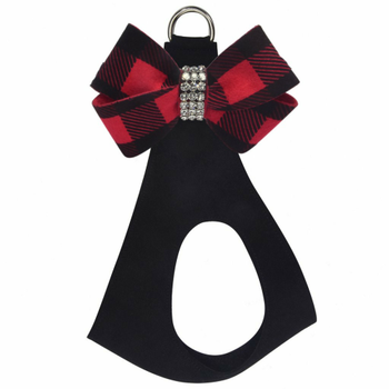 Red Gingham Nouveau Bow Step In Harness - Custom